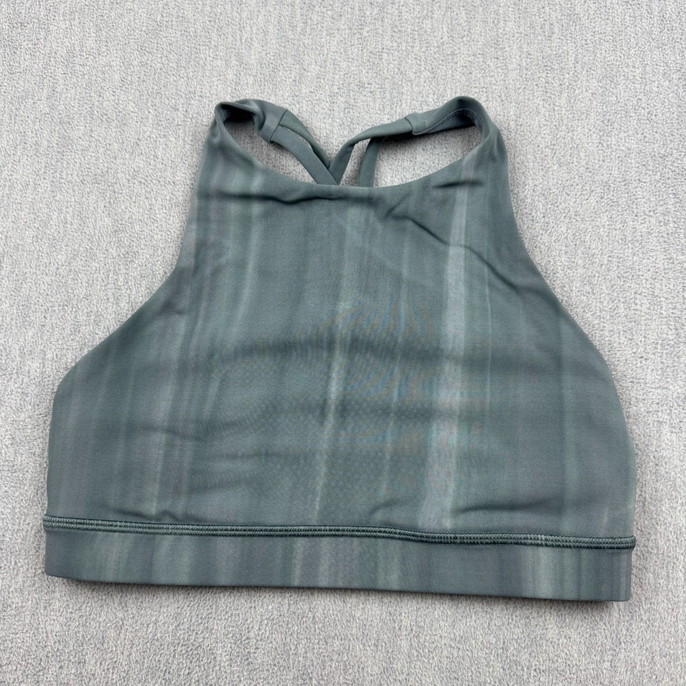 Lululemon Sports Bra Women 6 Green Energy High Neck Yoga‎ Gym Workout Athletic